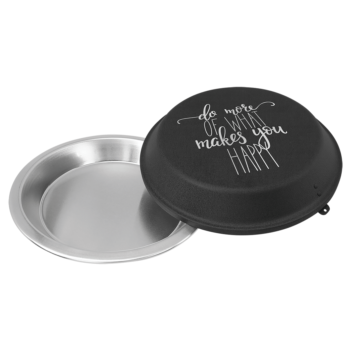 Personalized 9 inch aluminum pie pan with engraved black lid
