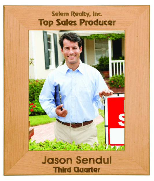 Personalized genuine red alder wood picture frame, custom engraved – 3½ x 5 inch