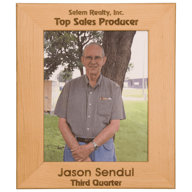 Personalized genuine red alder wood picture frame, custom engraved – 8 x 10 inch