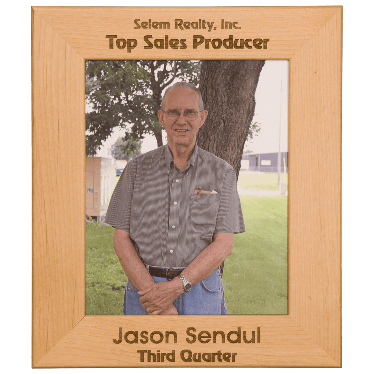 Personalized genuine red alder wood picture frame, custom engraved – 8½ x 11 inch
