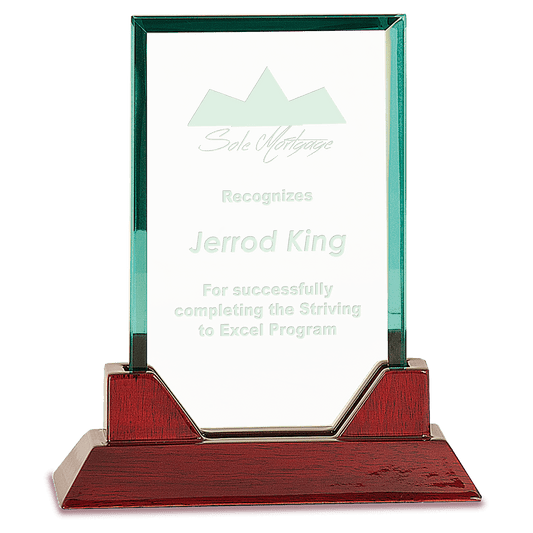 7 3/4" Rectangle Jade Prestige Glass on Rosewood Base