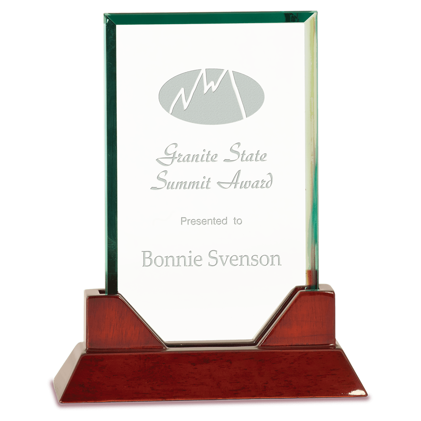 8 3/4" Rectangle Jade Prestige Glass on Rosewood Base