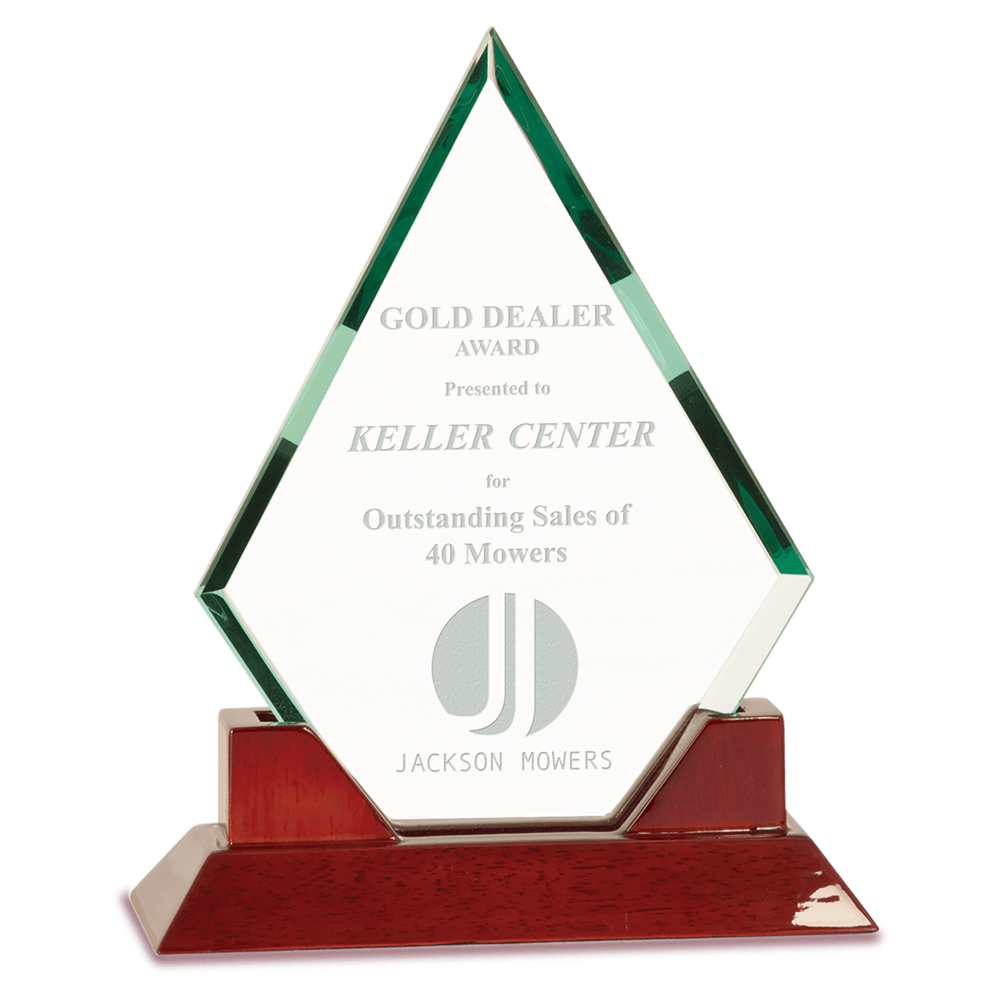 8 1/2" Diamond Jade Prestige Glass on Rosewood Base
