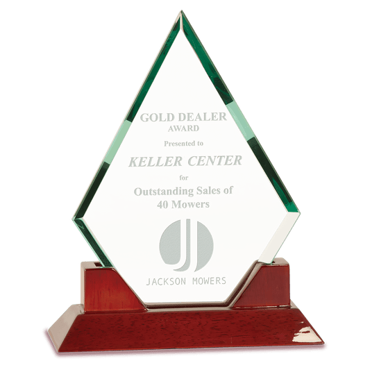 8 1/2" Diamond Jade Prestige Glass on Rosewood Base