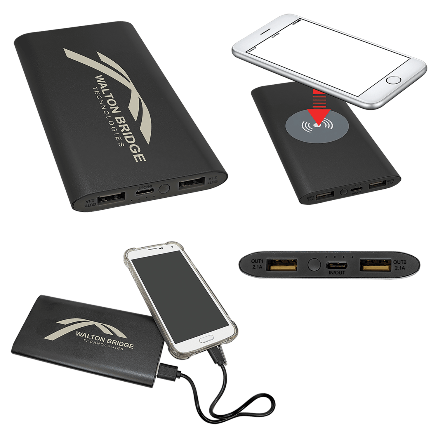 Black 8000mAh Aluminum Power Bank