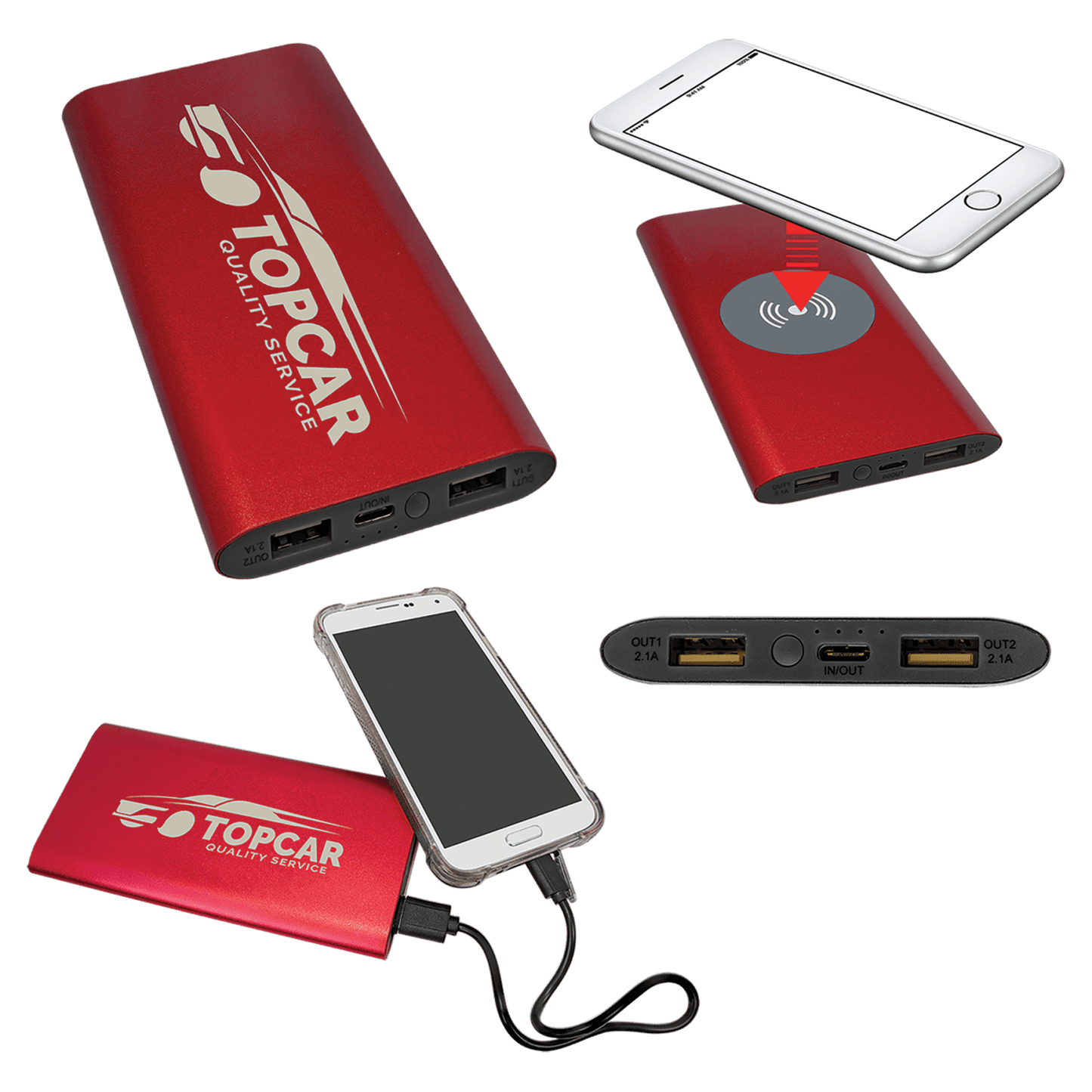 Red 8000mAh Aluminum Power Bank