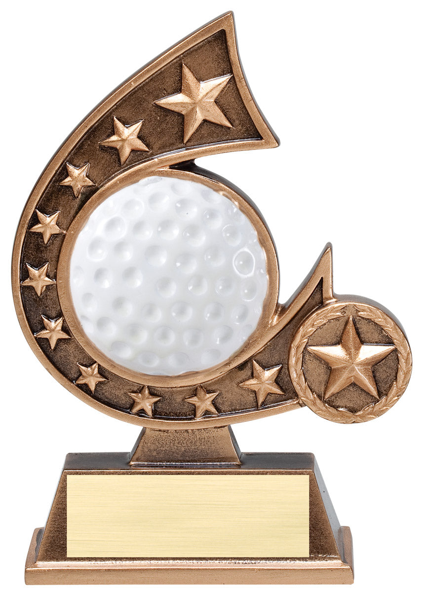 Resin golf comet trophy