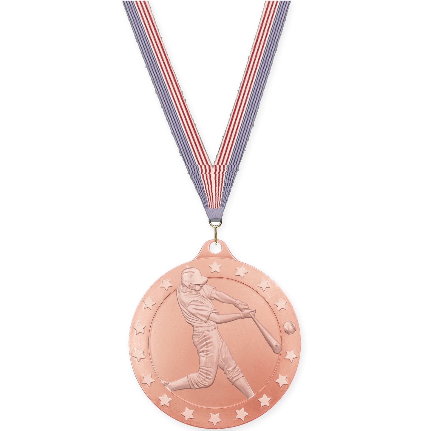2 inch baseball Radiance medal in bronze with USA Flag neck ribbon