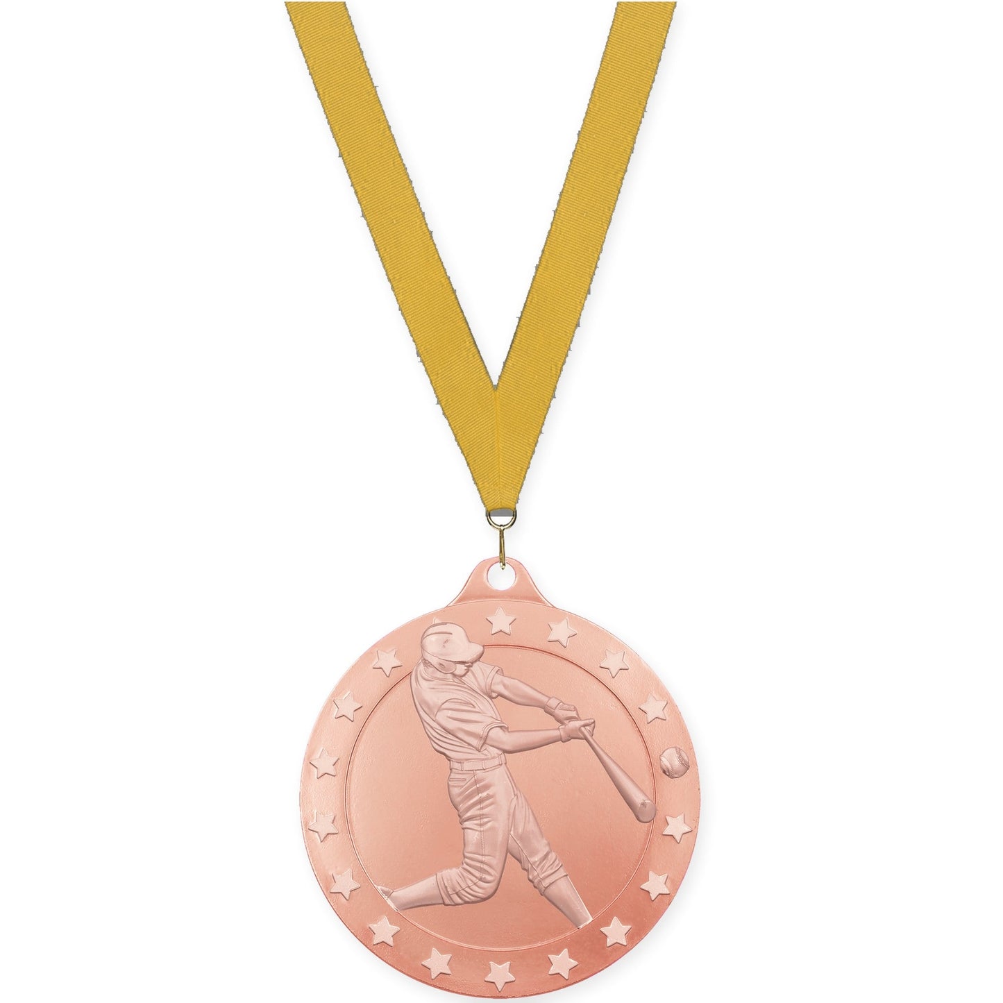 2 inch baseball Radiance medal in bronze with Gold neck ribbon