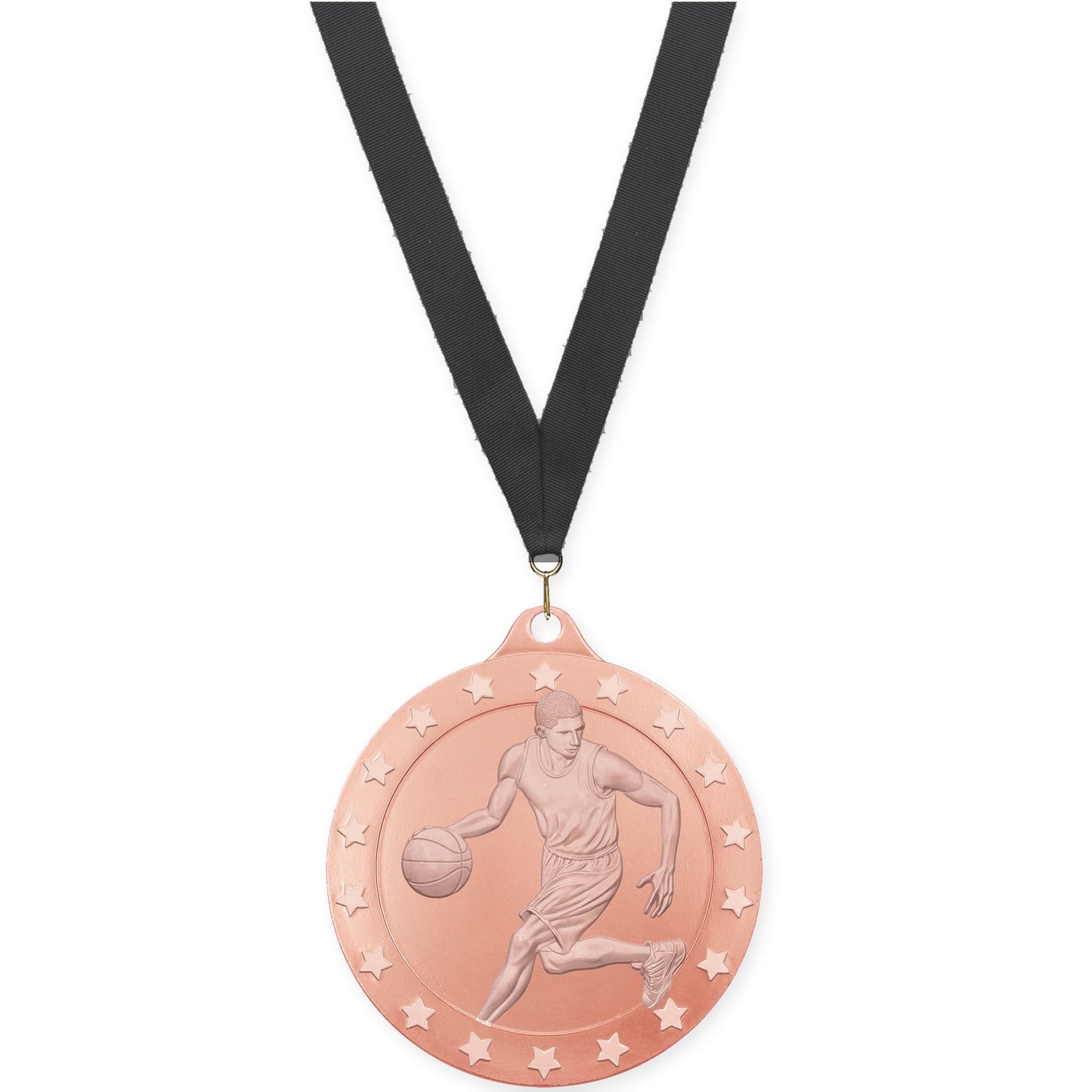 2 inch male basketball Radiance medal in bronze with Black neck ribbon