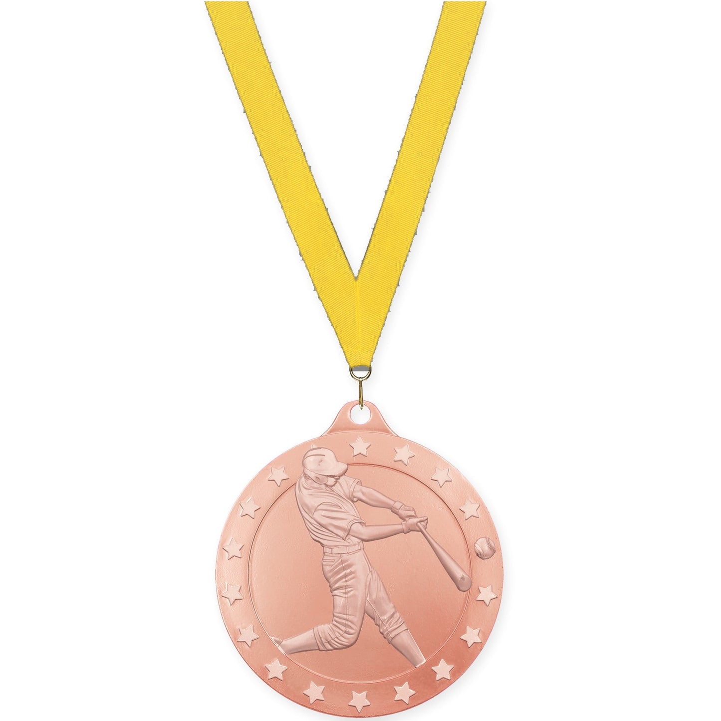 2 3/4 inch baseball Radiance medal in bronze with Yellow neck ribbon