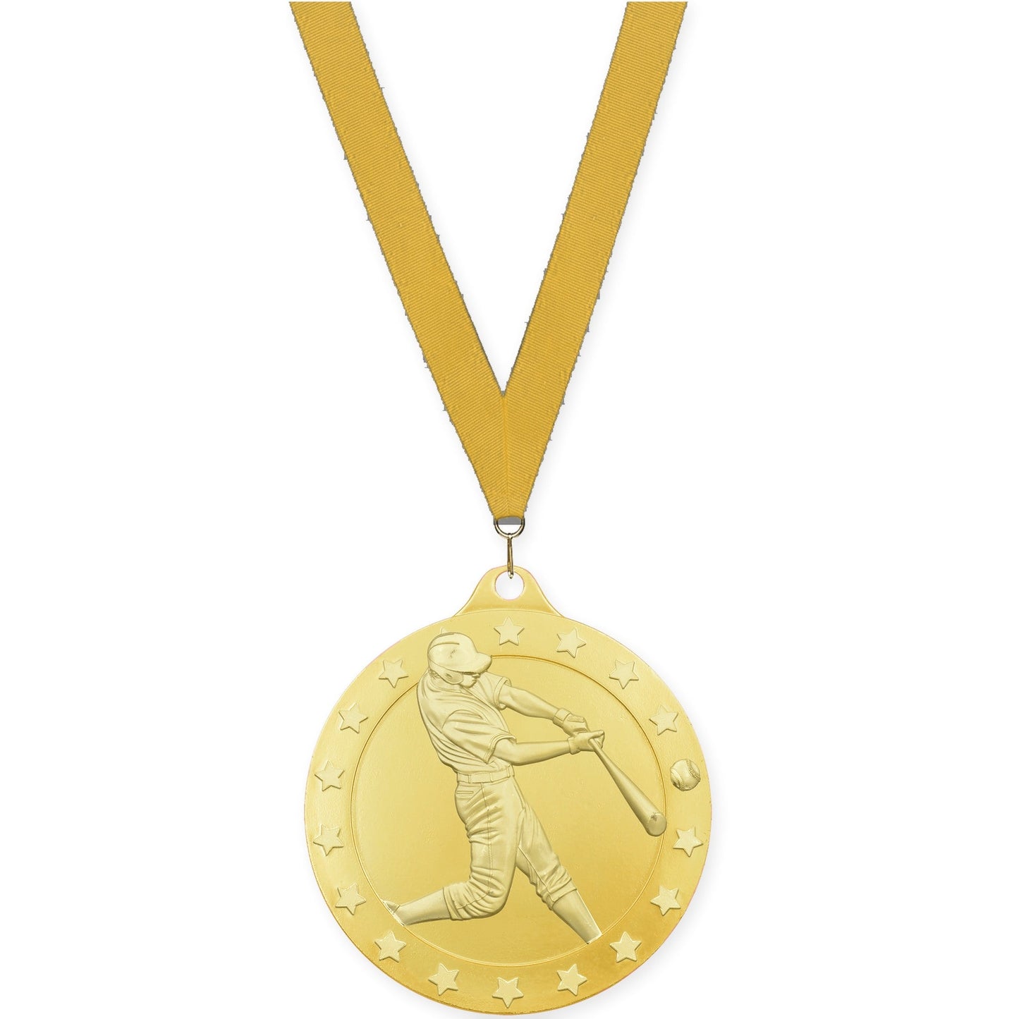2 3/4 inch baseball Radiance medal in gold with Gold neck ribbon