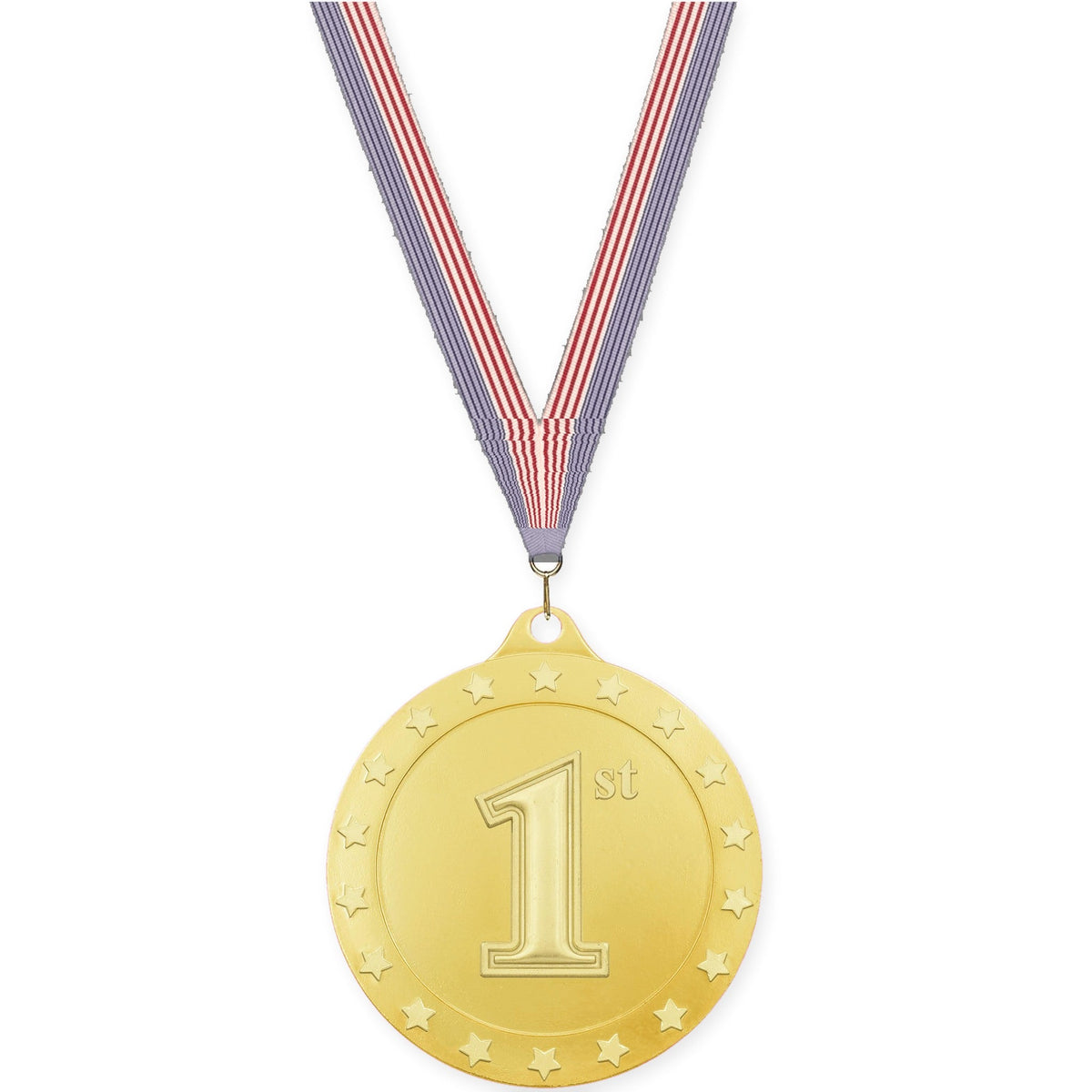 2 3/4 inch Place Radiance medal in gold - 1st place with USA Flag neck ribbon