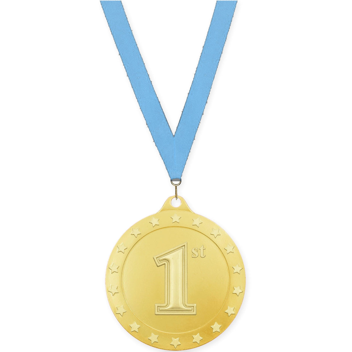 2 3/4 inch Place Radiance medal in gold - 1st place with Light Blue neck ribbon