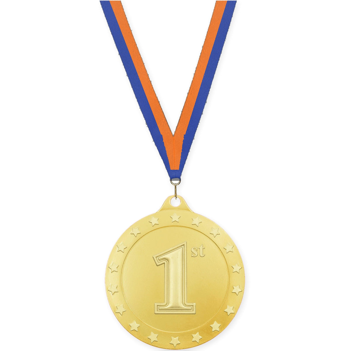 2 3/4 inch Place Radiance medal in gold - 1st place with Blue Orange neck ribbon