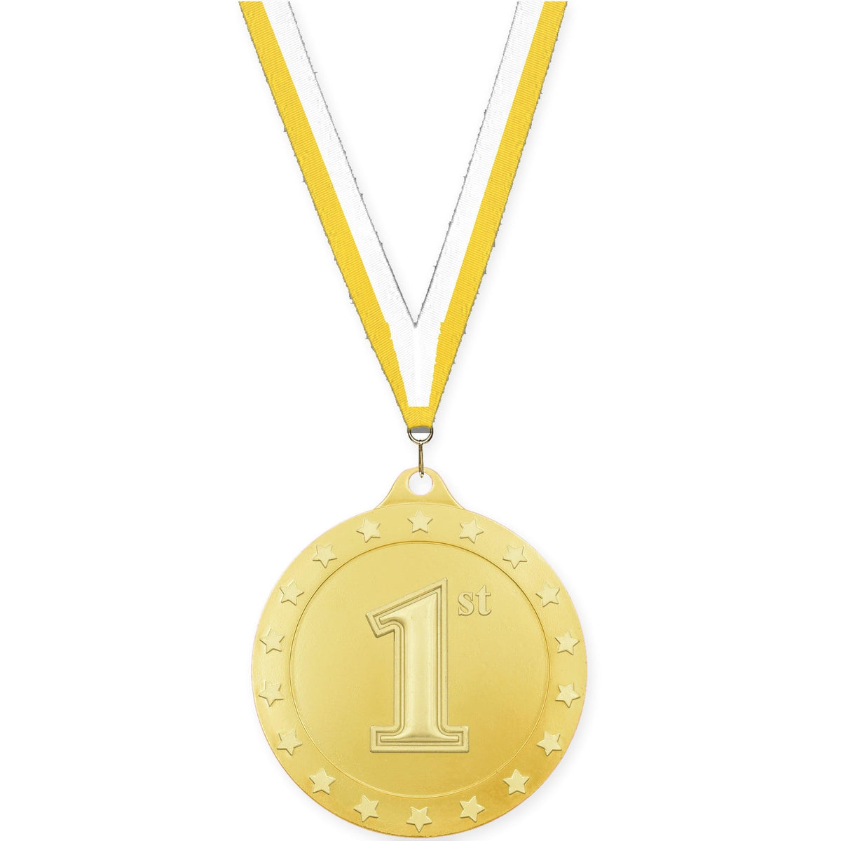 2 3/4 inch Place Radiance medal in gold - 1st place with Yellow White neck ribbon