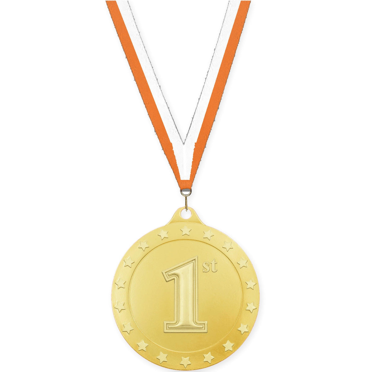 2 3/4 inch Place Radiance medal in gold - 1st place with Orange White neck ribbon