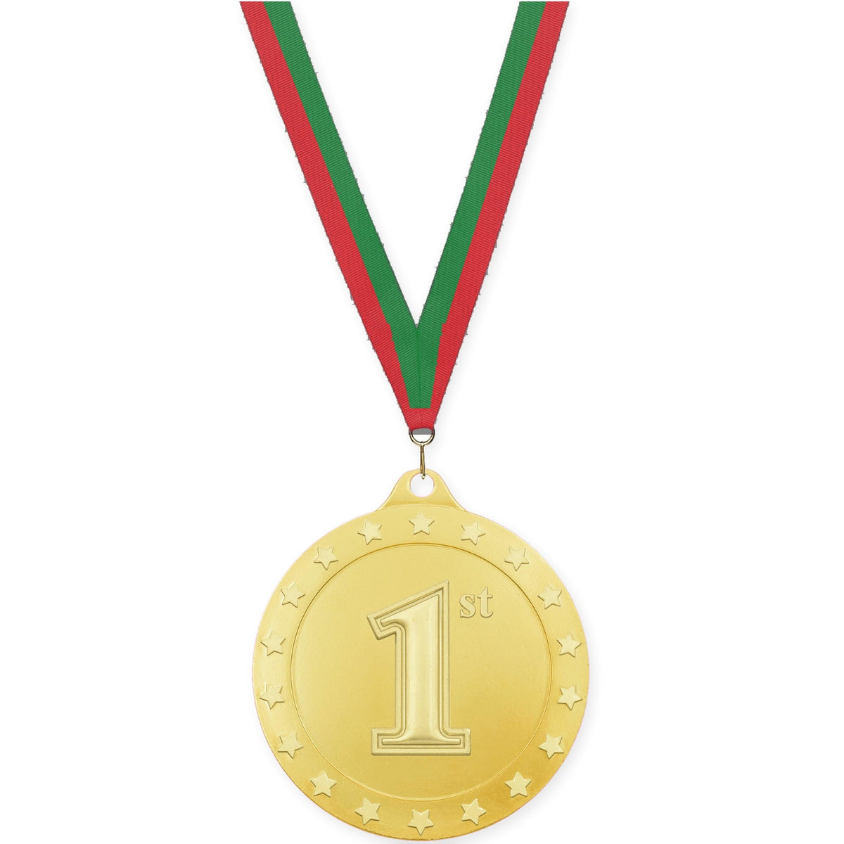 2 3/4 inch Place Radiance medal in gold - 1st place with Red Green neck ribbon