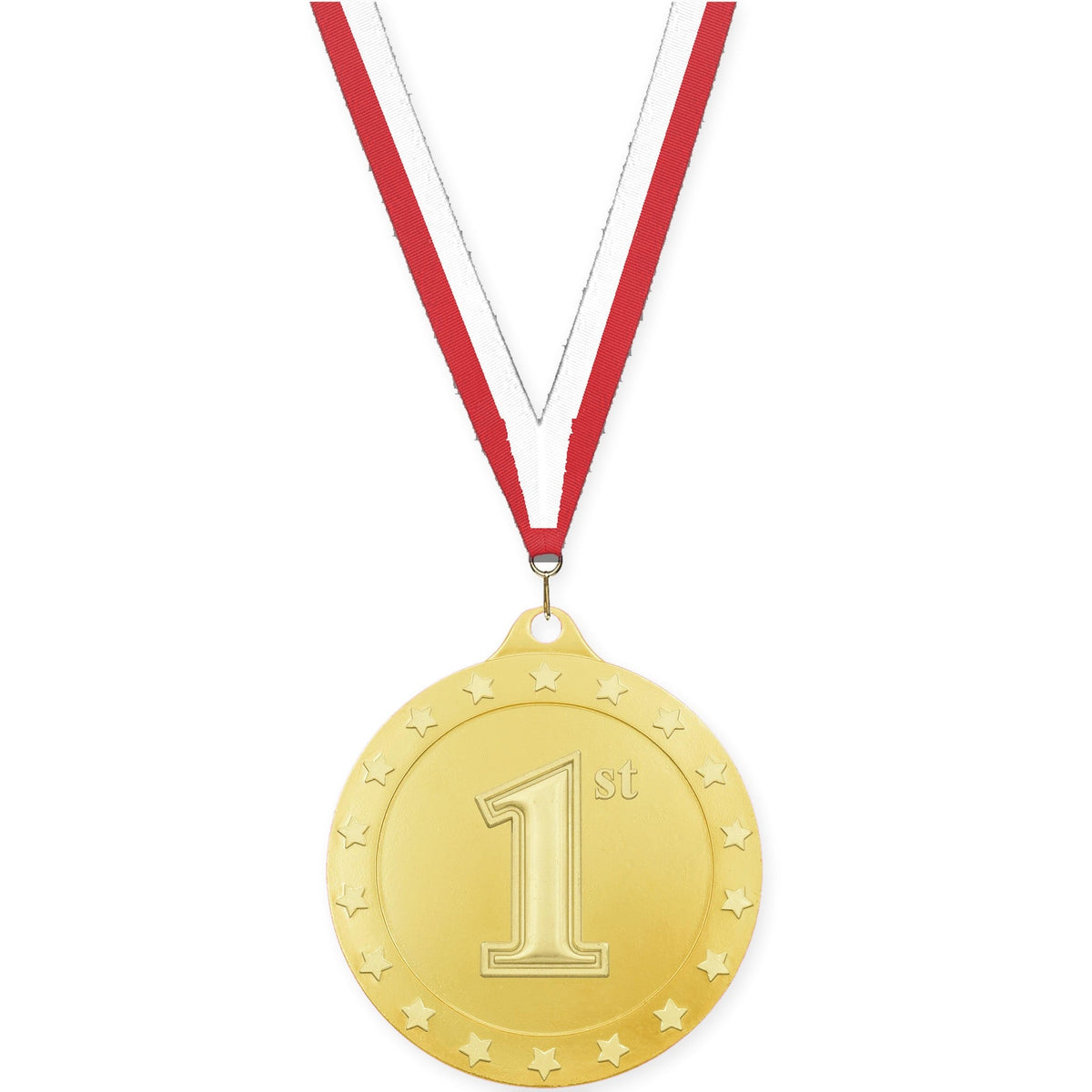 2 3/4 inch Place Radiance medal in gold - 1st place with Red White neck ribbon