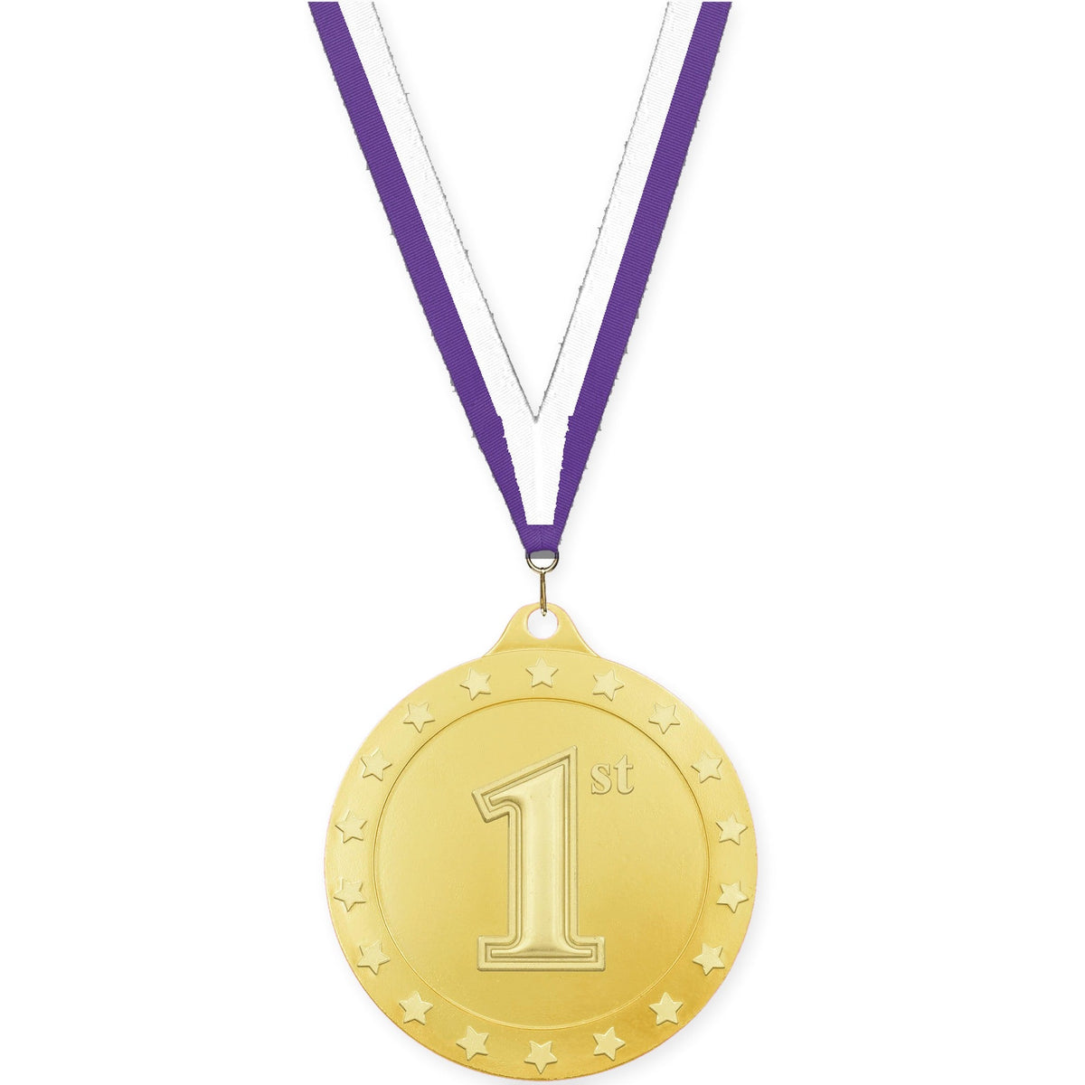 2 3/4 inch Place Radiance medal in gold - 1st place with Purple White neck ribbon