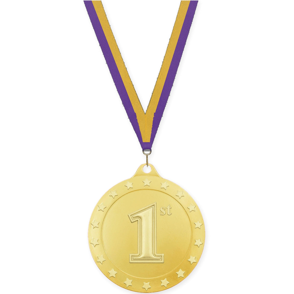 2 3/4 inch Place Radiance medal in gold - 1st place with Purple Gold neck ribbon