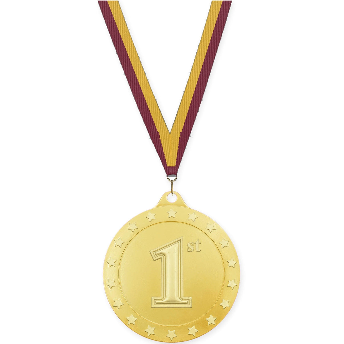 2 3/4 inch Place Radiance medal in gold - 1st place with Maroon Gold neck ribbon