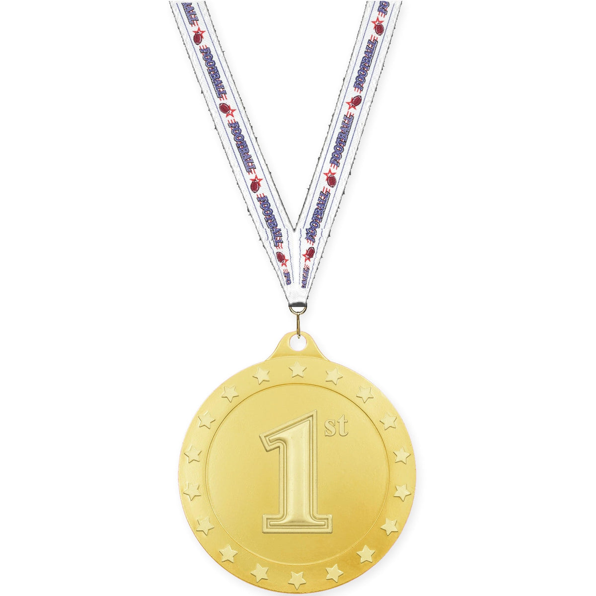 2 3/4 inch Place Radiance medal in gold - 1st place with Football neck ribbon