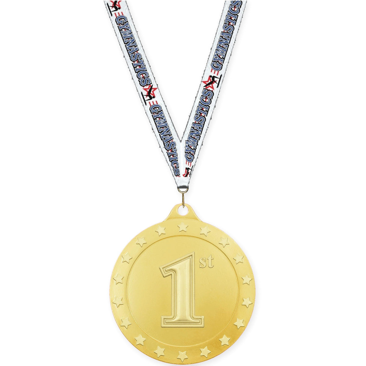 2 3/4 inch Place Radiance medal in gold - 1st place with Gymnastics neck ribbon