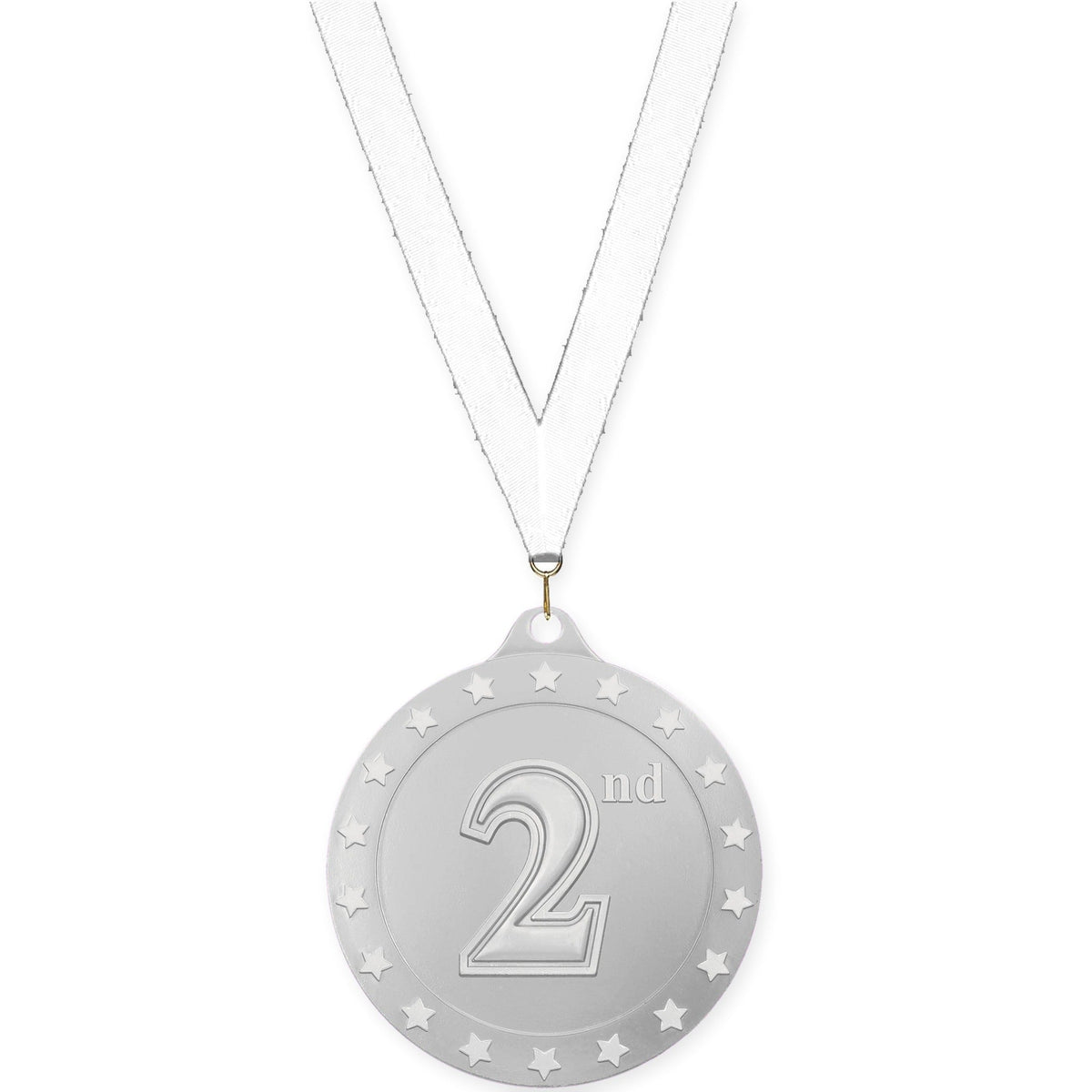 2 3/4 inch Place Radiance medal in silver - 2nd place with White neck ribbon