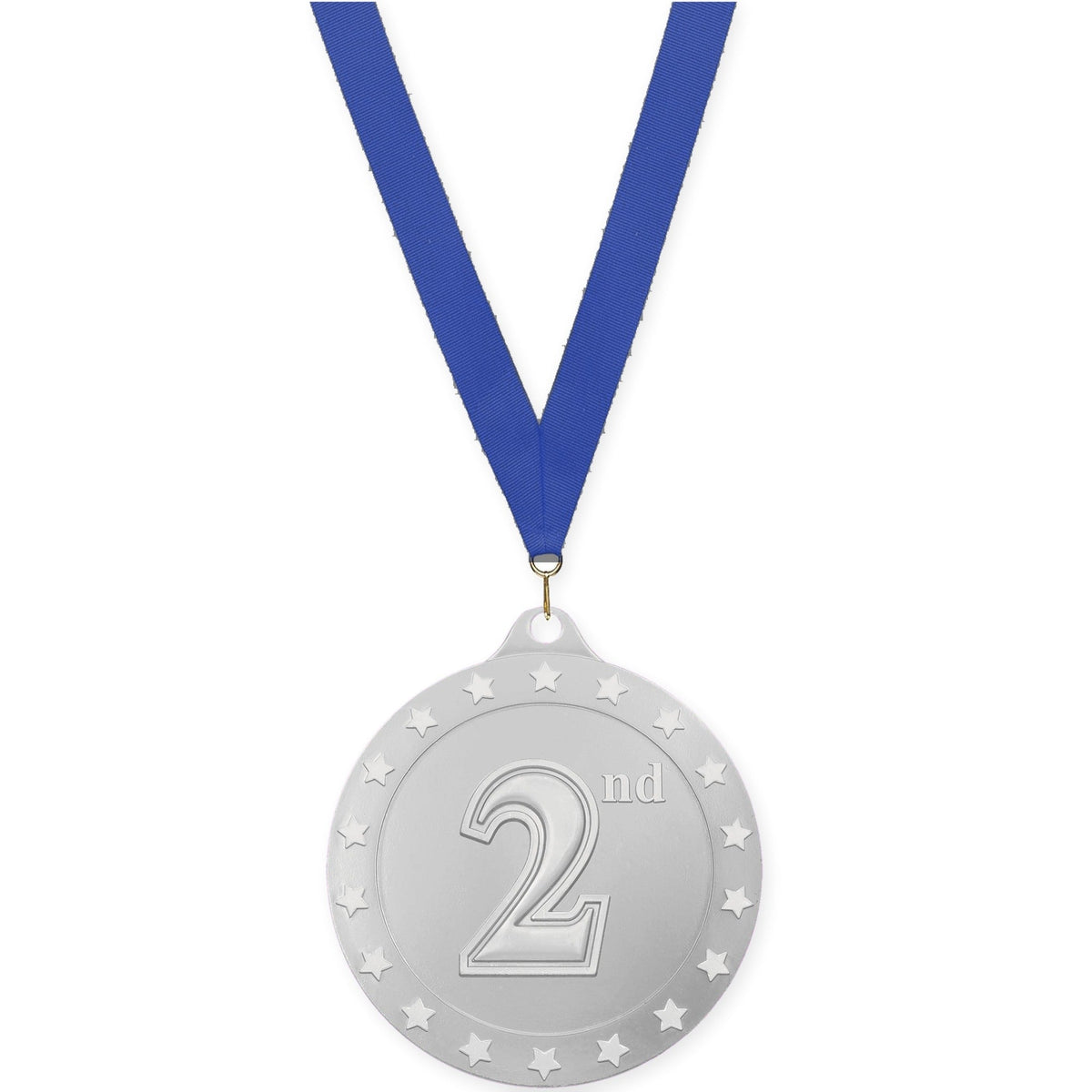 2 3/4 inch Place Radiance medal in silver - 2nd place with Blue neck ribbon