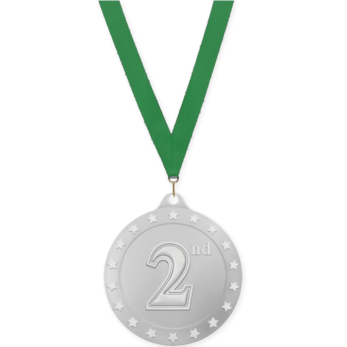 2 3/4 inch Place Radiance medal in silver - 2nd place with Green neck ribbon