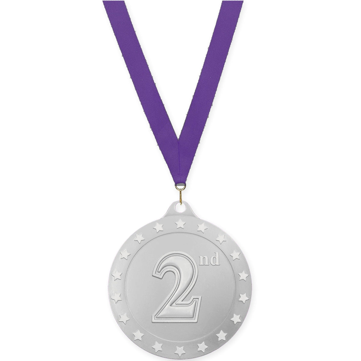 2 3/4 inch Place Radiance medal in silver - 2nd place with Purple neck ribbon
