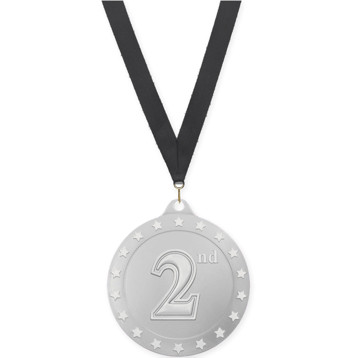 2 3/4 inch Place Radiance medal in silver - 2nd place with Black neck ribbon