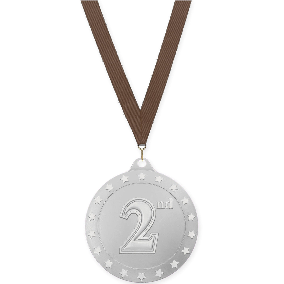 2 3/4 inch Place Radiance medal in silver - 2nd place with Brown neck ribbon