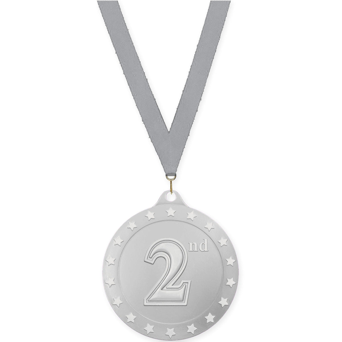 2 3/4 inch Place Radiance medal in silver - 2nd place with Gray neck ribbon