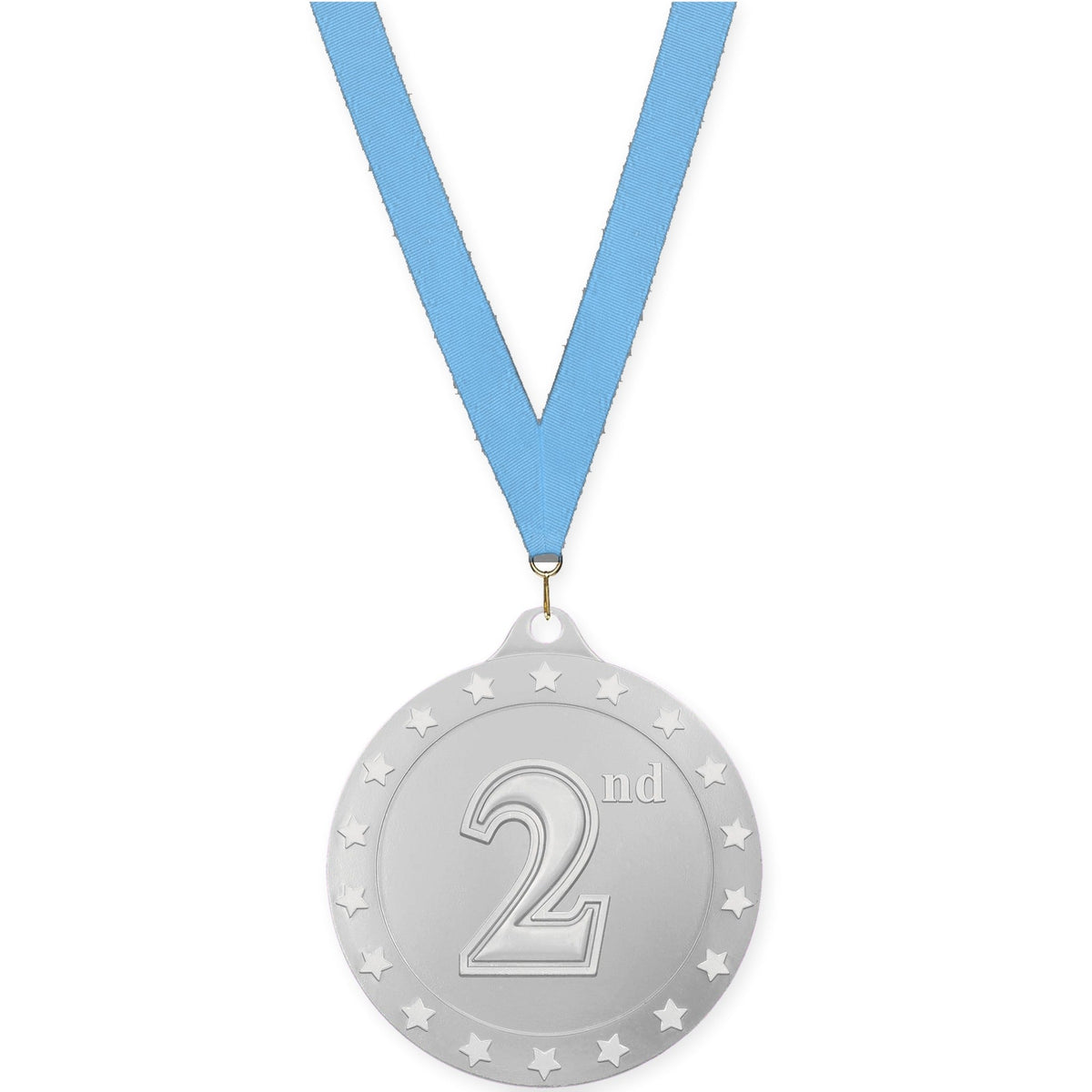 2 3/4 inch Place Radiance medal in silver - 2nd place with Light Blue neck ribbon