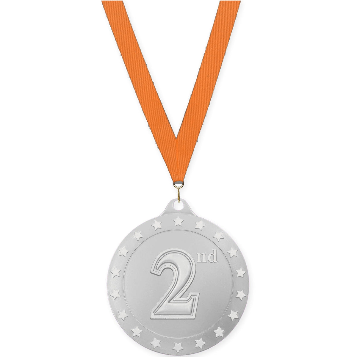 2 3/4 inch Place Radiance medal in silver - 2nd place with Orange neck ribbon