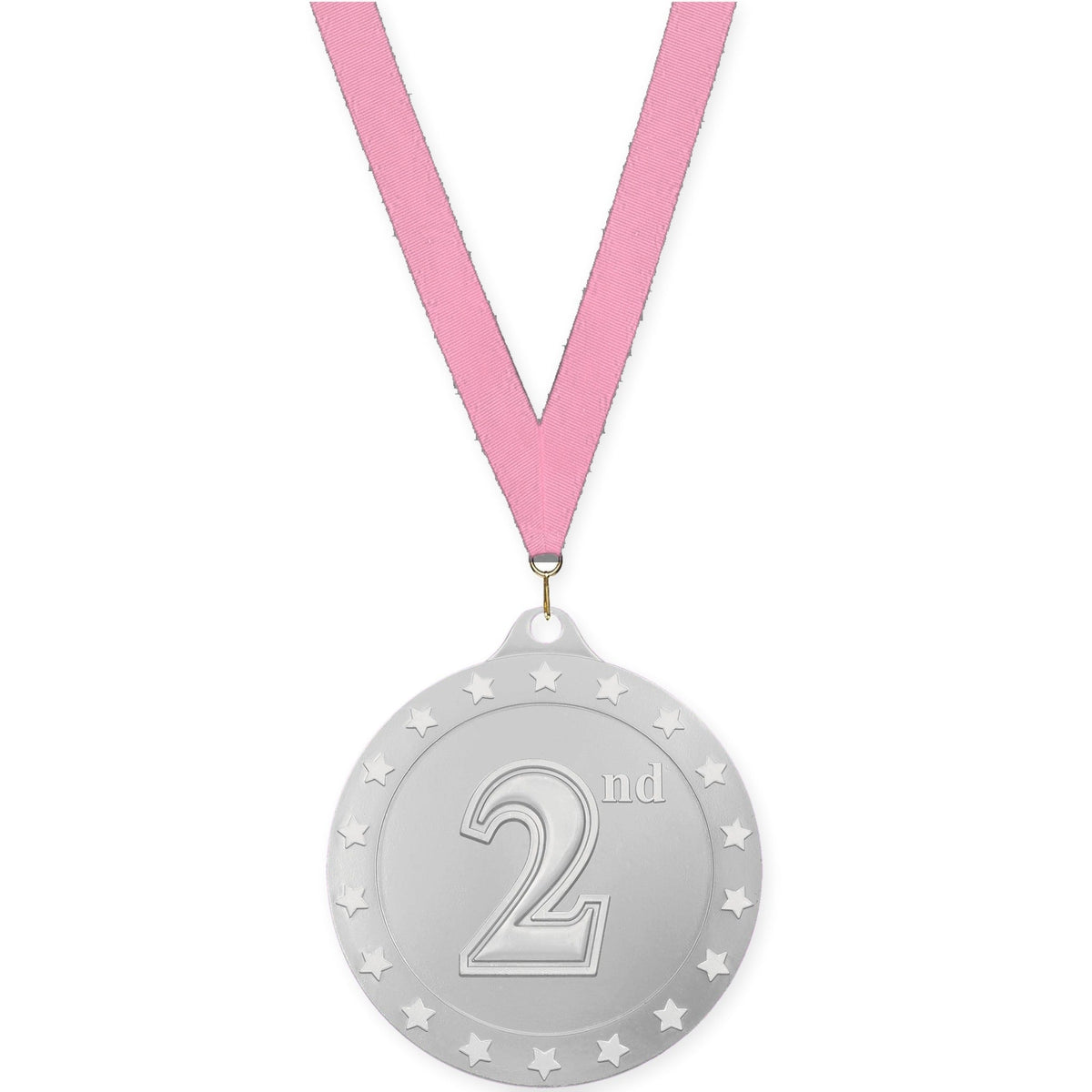 2 3/4 inch Place Radiance medal in silver - 2nd place with Pink neck ribbon