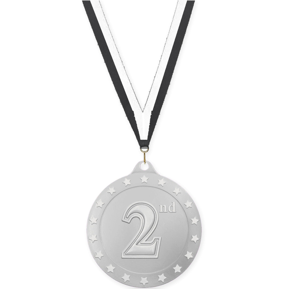 2 3/4 inch Place Radiance medal in silver - 2nd place with Black White neck ribbon