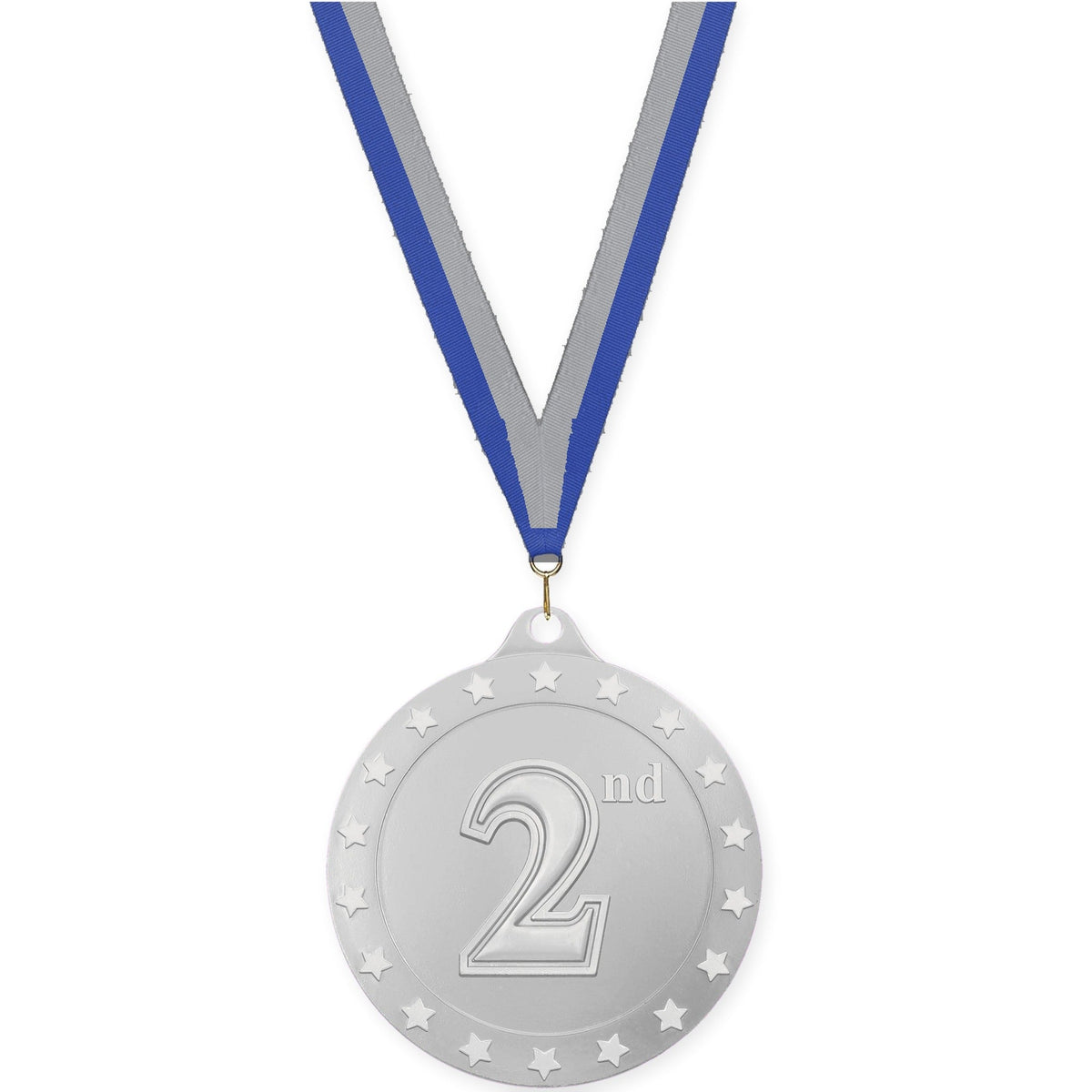 2 3/4 inch Place Radiance medal in silver - 2nd place with Blue Gray neck ribbon