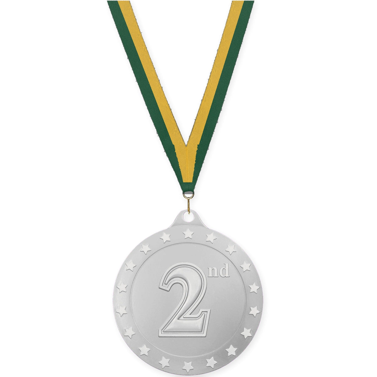 2 3/4 inch Place Radiance medal in silver - 2nd place with Hunter Green Gold neck ribbon