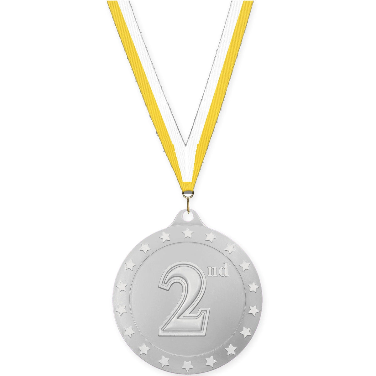 2 3/4 inch Place Radiance medal in silver - 2nd place with Yellow White neck ribbon