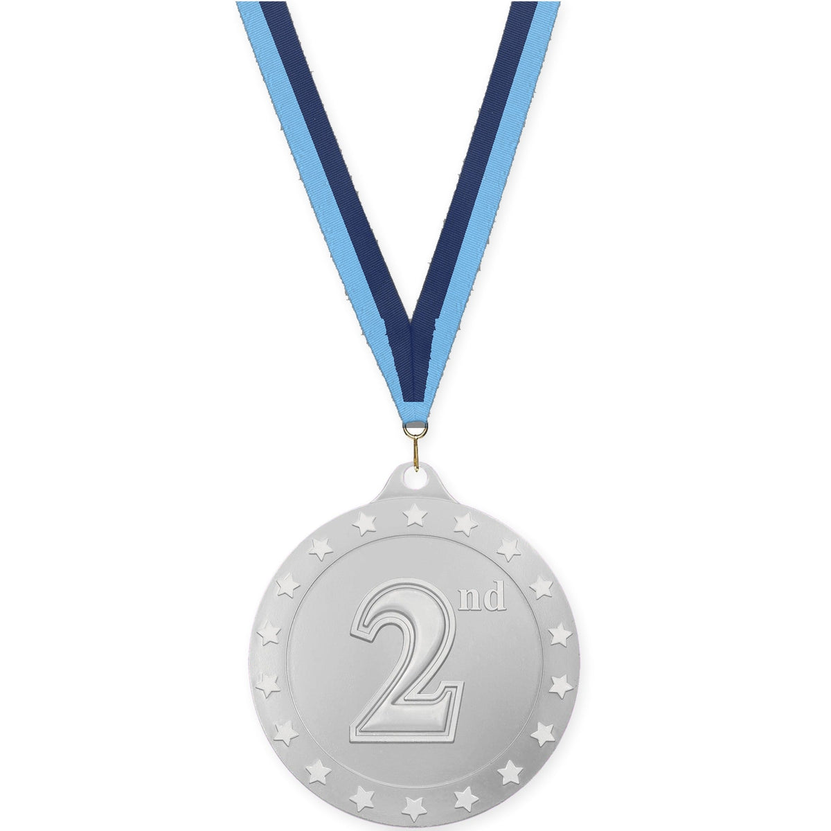 2 3/4 inch Place Radiance medal in silver - 2nd place with Light Blue Navy neck ribbon
