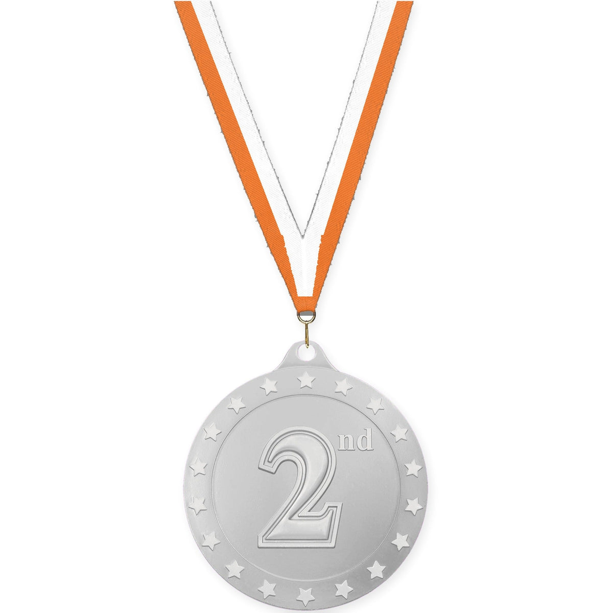 2 3/4 inch Place Radiance medal in silver - 2nd place with Orange White neck ribbon