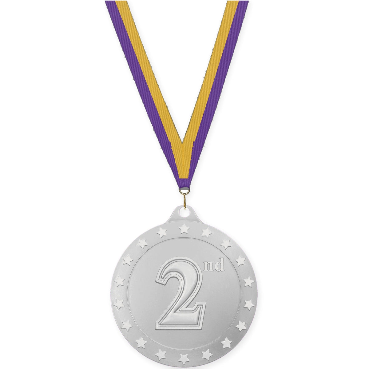 2 3/4 inch Place Radiance medal in silver - 2nd place with Purple Gold neck ribbon