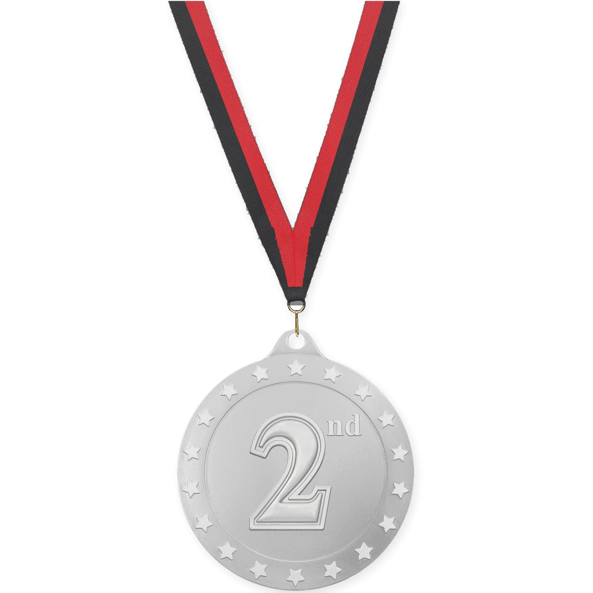 2 3/4 inch Place Radiance medal in silver - 2nd place with Black Red neck ribbon
