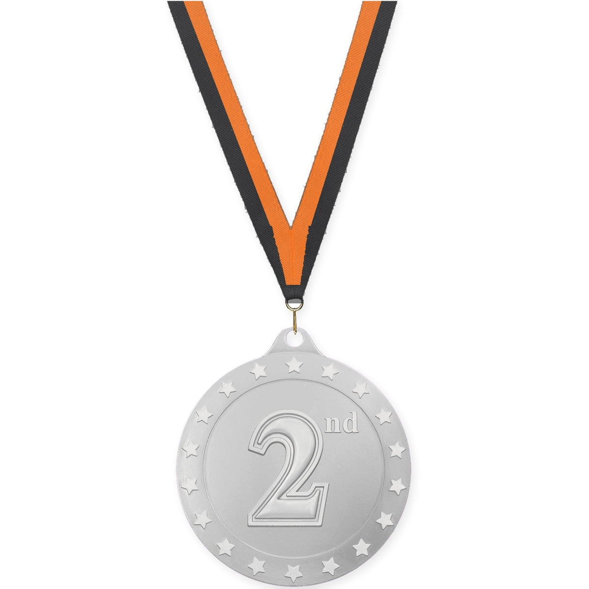 2 3/4 inch Place Radiance medal in silver - 2nd place with Black Orange neck ribbon