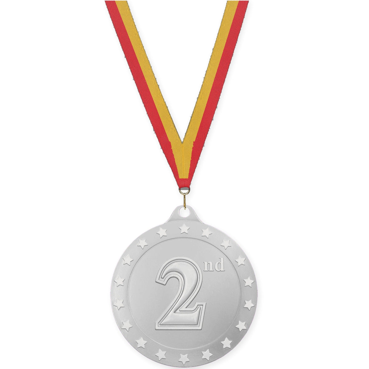 2 3/4 inch Place Radiance medal in silver - 2nd place with Red Gold neck ribbon