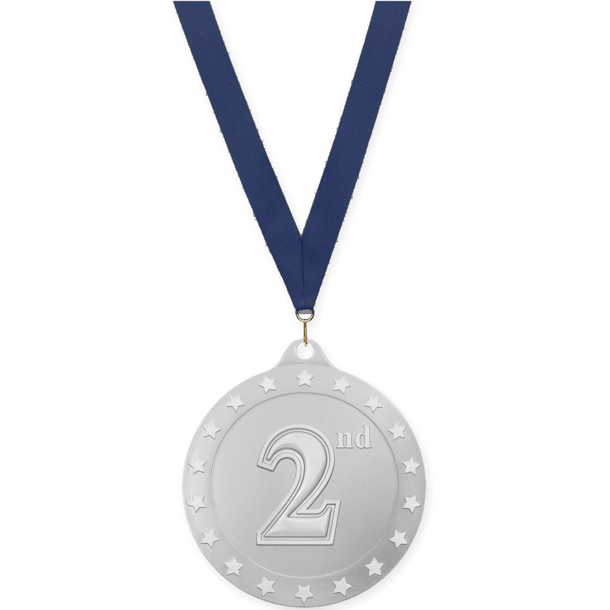 2 3/4 inch Place Radiance medal in silver - 2nd place with Navy neck ribbon