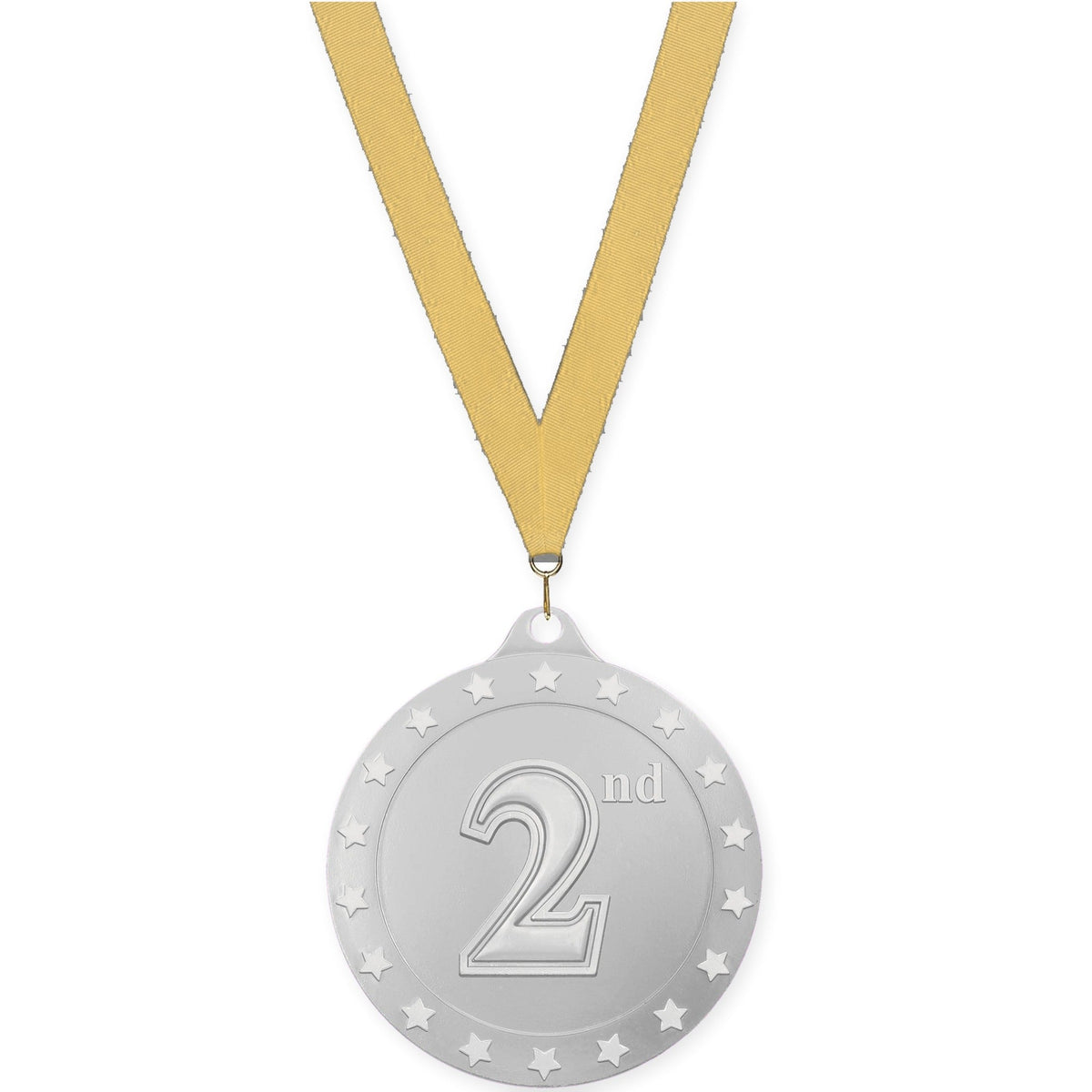 2 3/4 inch Place Radiance medal in silver - 2nd place with Gold Metallic neck ribbon